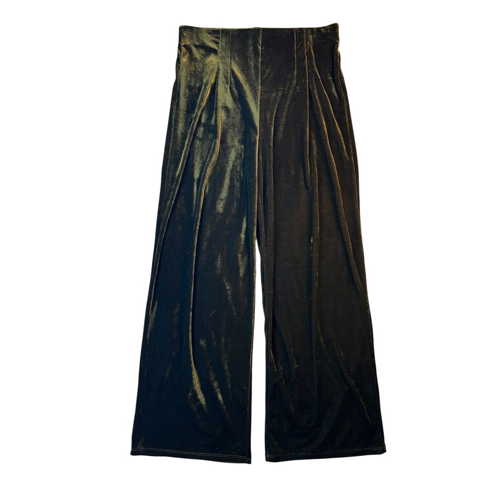 H&M Brown High Rise Wide Leg Pleated Velour Dress Pants Size M  NWT  Fluid Flowy